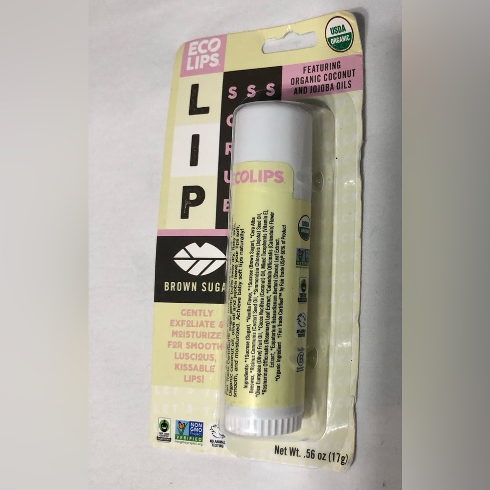 Eco LipsCrub Organic exfoliating moisturizing  Brown sugar..56oz